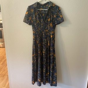 Azalea green floral collared midi dress